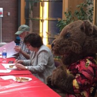 Grilled Cheese esteemed judges (from left: Harry Green, Martha Pollack, Big Red)